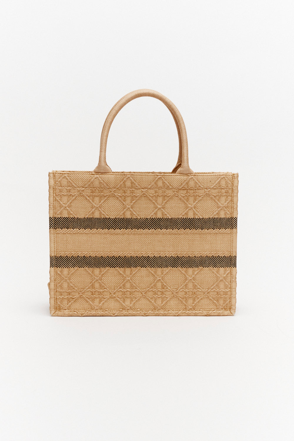 Christian Dior Medium Natural Cannage Raffia Book Tote Bag