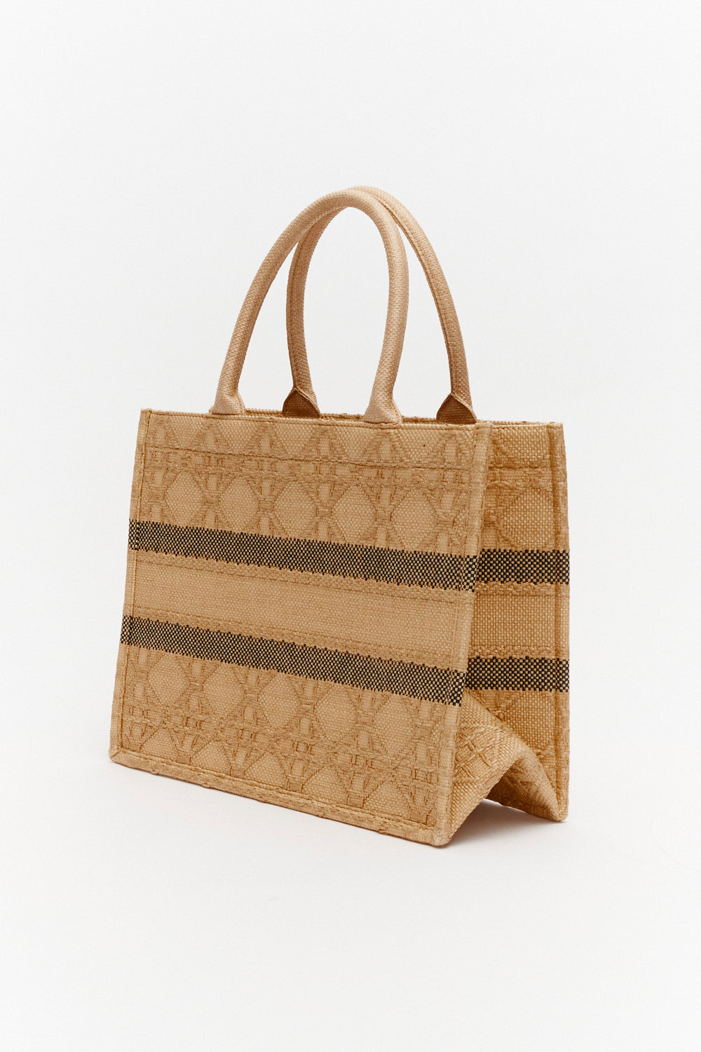 Christian Dior Medium Natural Cannage Raffia Book Tote Bag