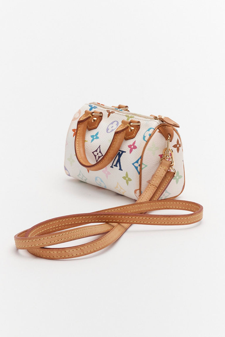 Louis Vuitton x Takashi Murakami White Monogram Multicolor Mini Speedy Bag