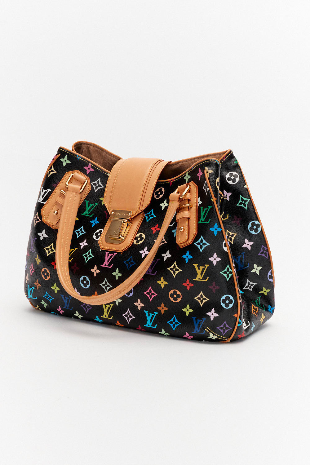 Louis Vuitton x Takashi Murakami Black Monogram Multicolor Gristo Hand Bag