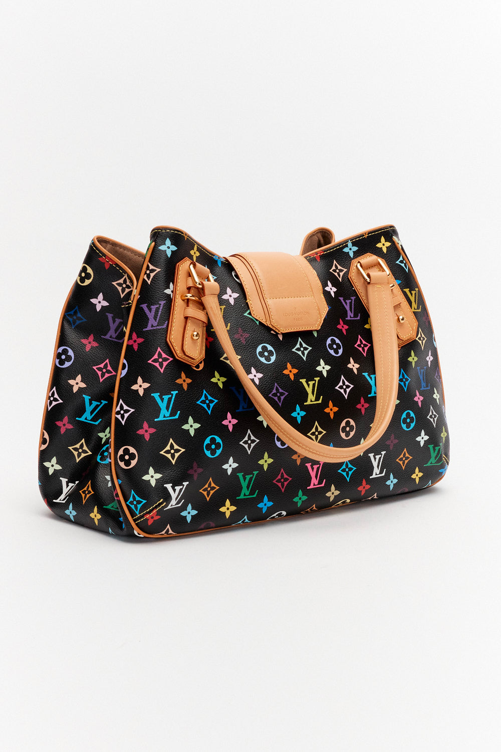 Louis Vuitton x Takashi Murakami Black Monogram Multicolor Gristo Hand Bag