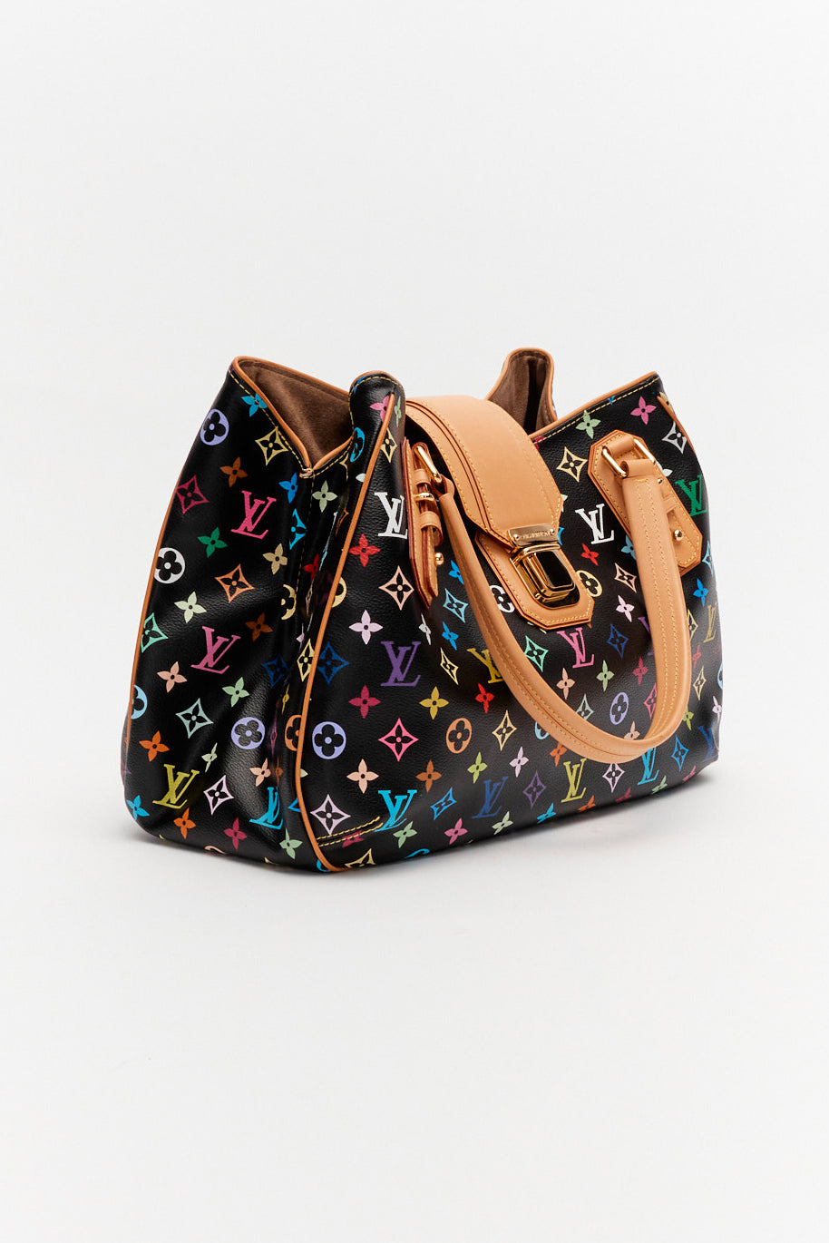 Louis Vuitton x Takashi Murakami Black Monogram Multicolor Gristo Hand Bag