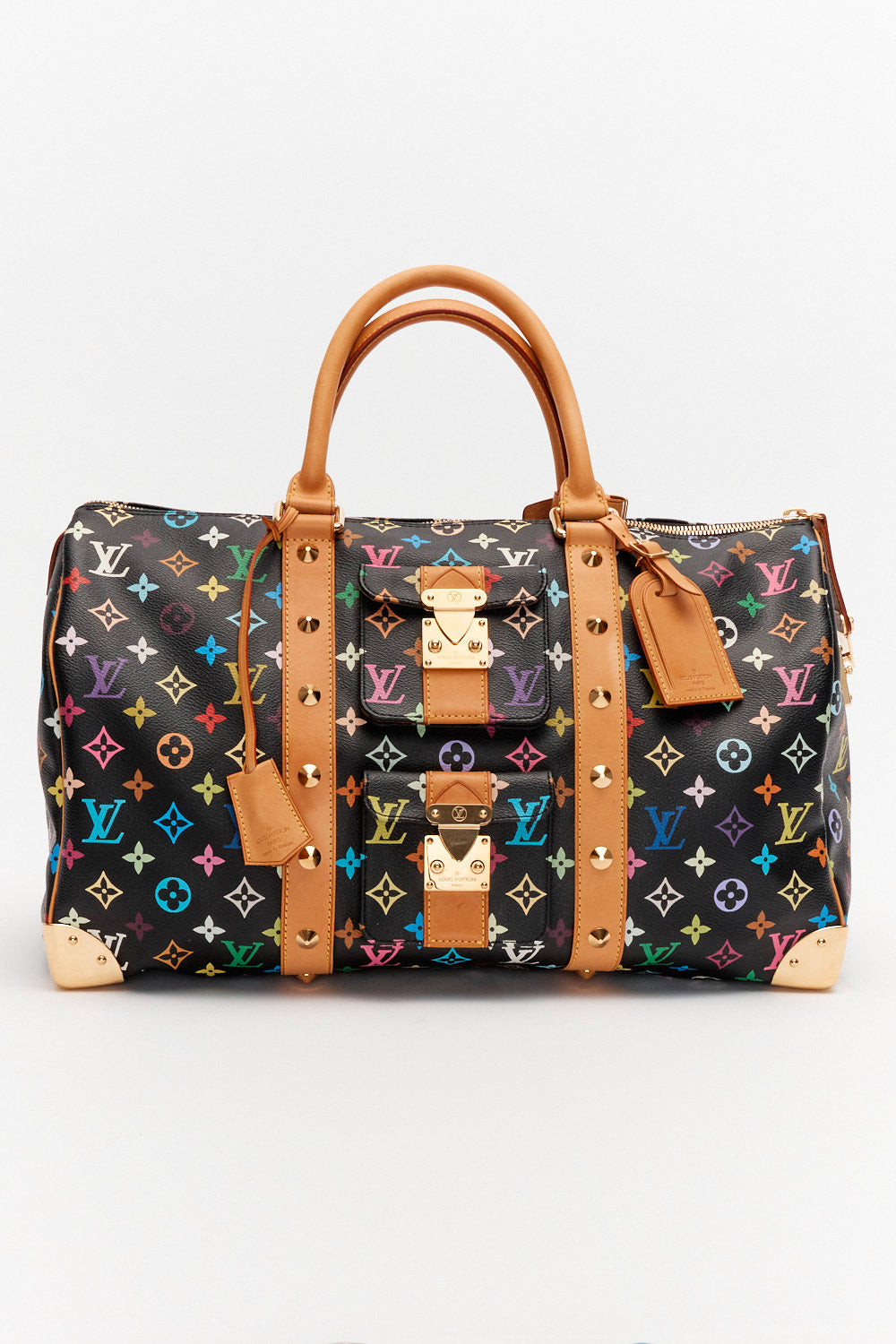 Louis Vuitton x Takashi Murakami Black Monogram Multicolor Keepall 45