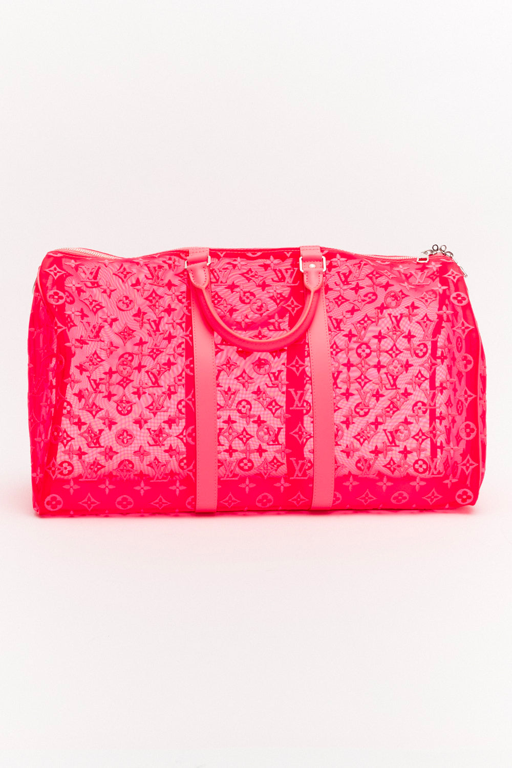 Louis Vuitton Pink Fluo See Through Mesh Keepall Bandouliere 50