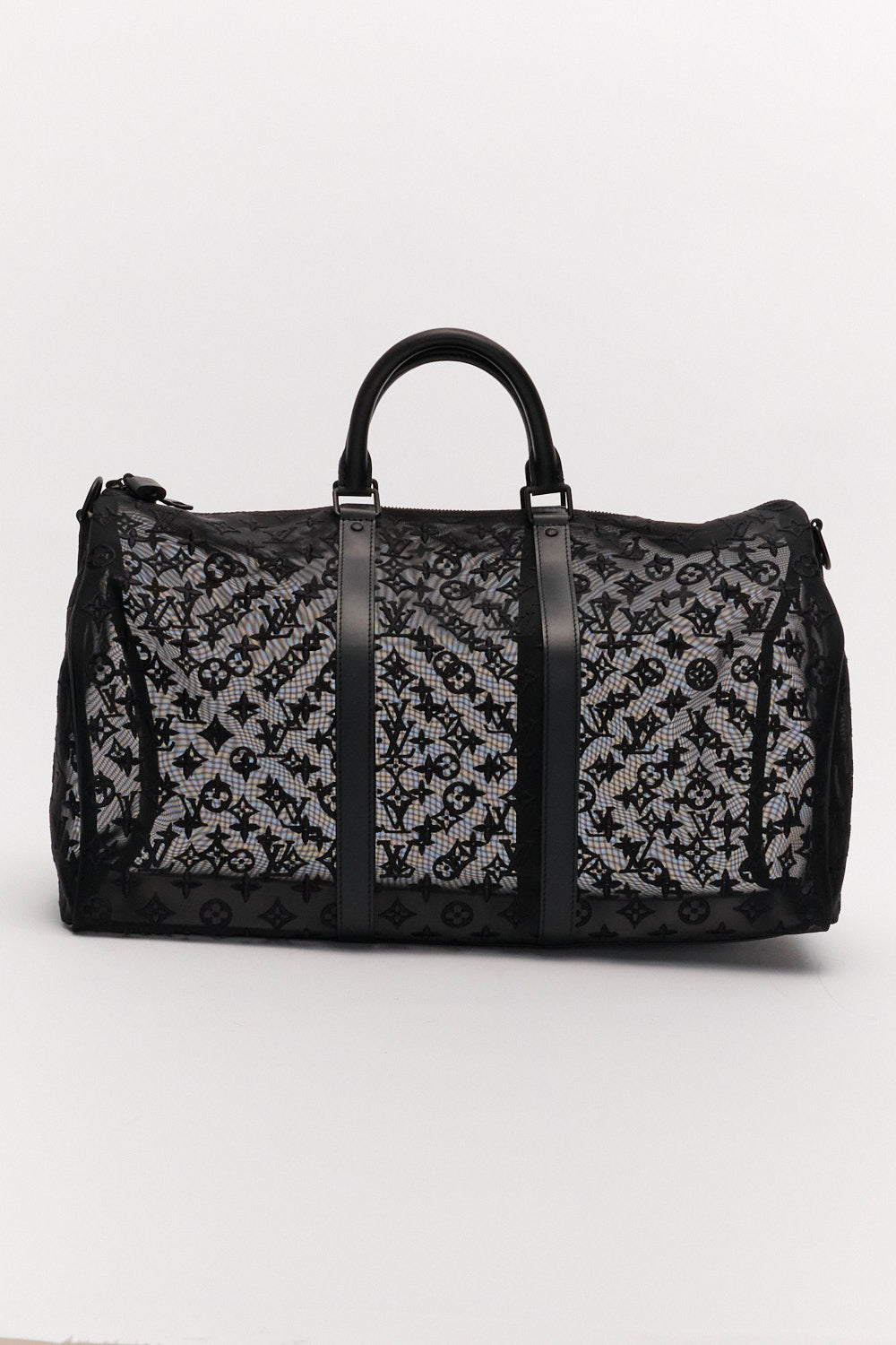 Louis Vuitton Black See Through Mesh Keepall Bandouliere 50