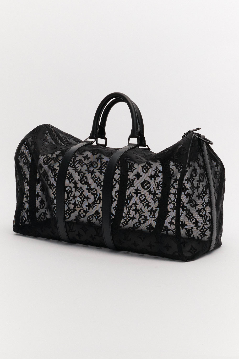 Louis Vuitton Black See Through Mesh Keepall Bandouliere 50