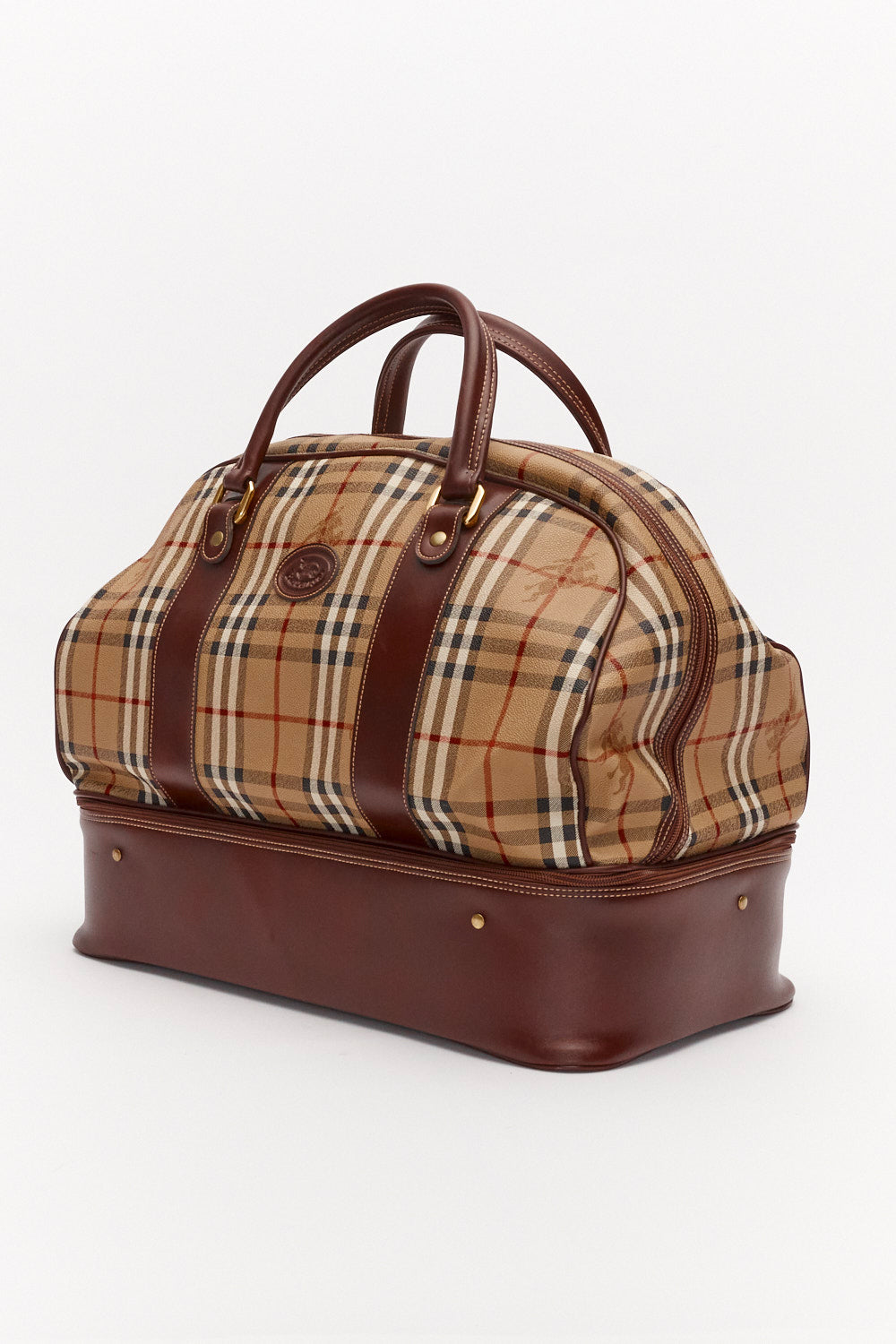 Burberry Vintage Brown Leather Travel Bag