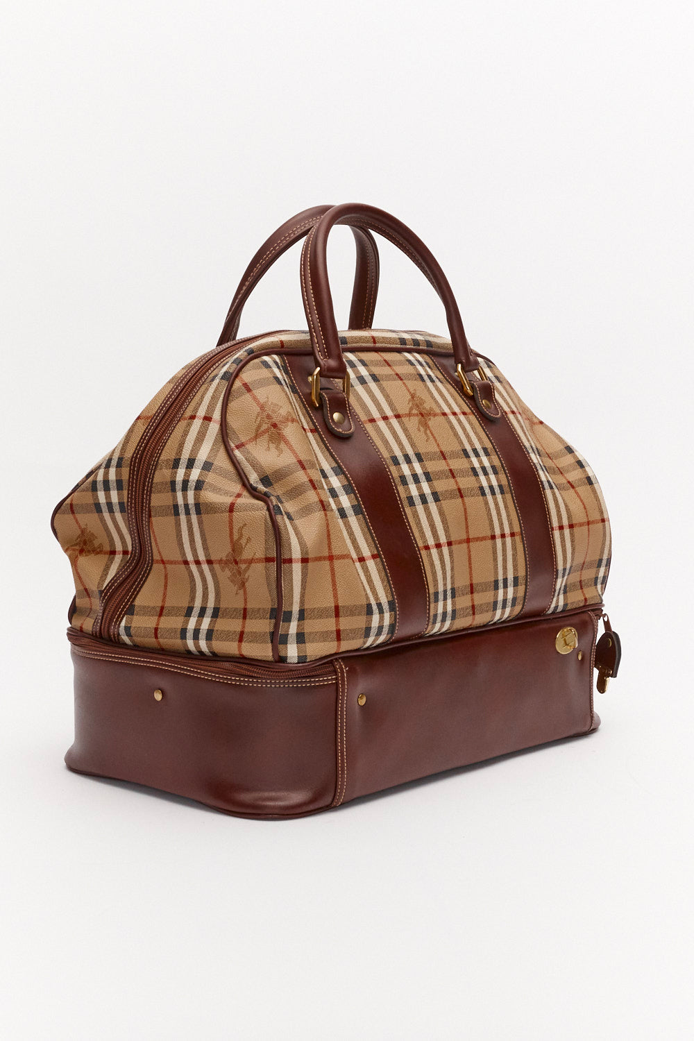 Burberry Vintage Brown Leather Travel Bag