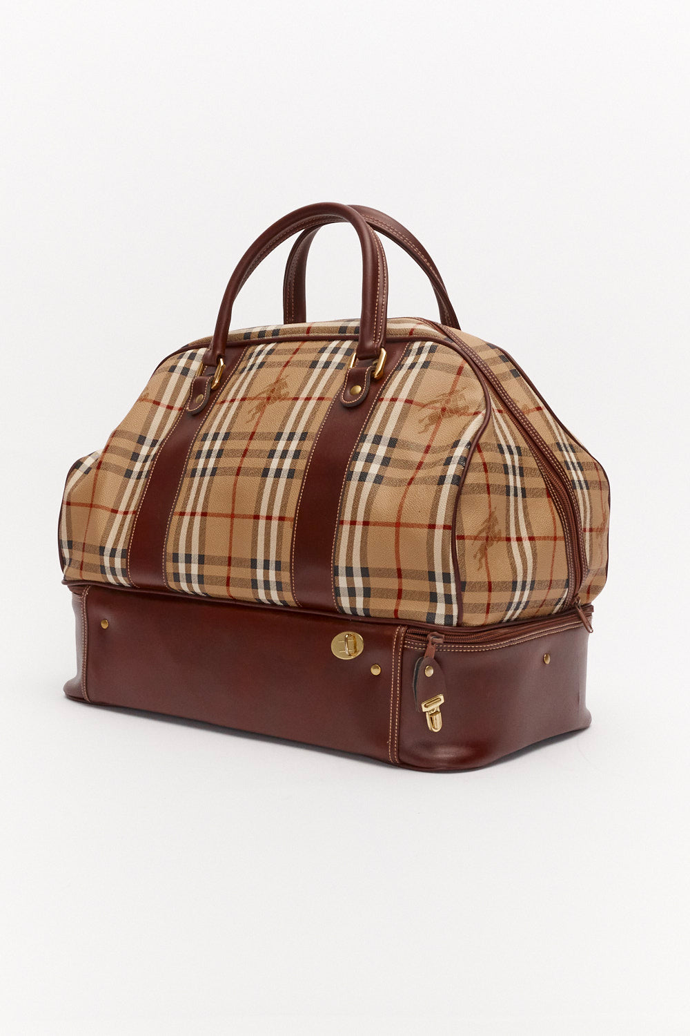 Burberry Vintage Brown Leather Travel Bag