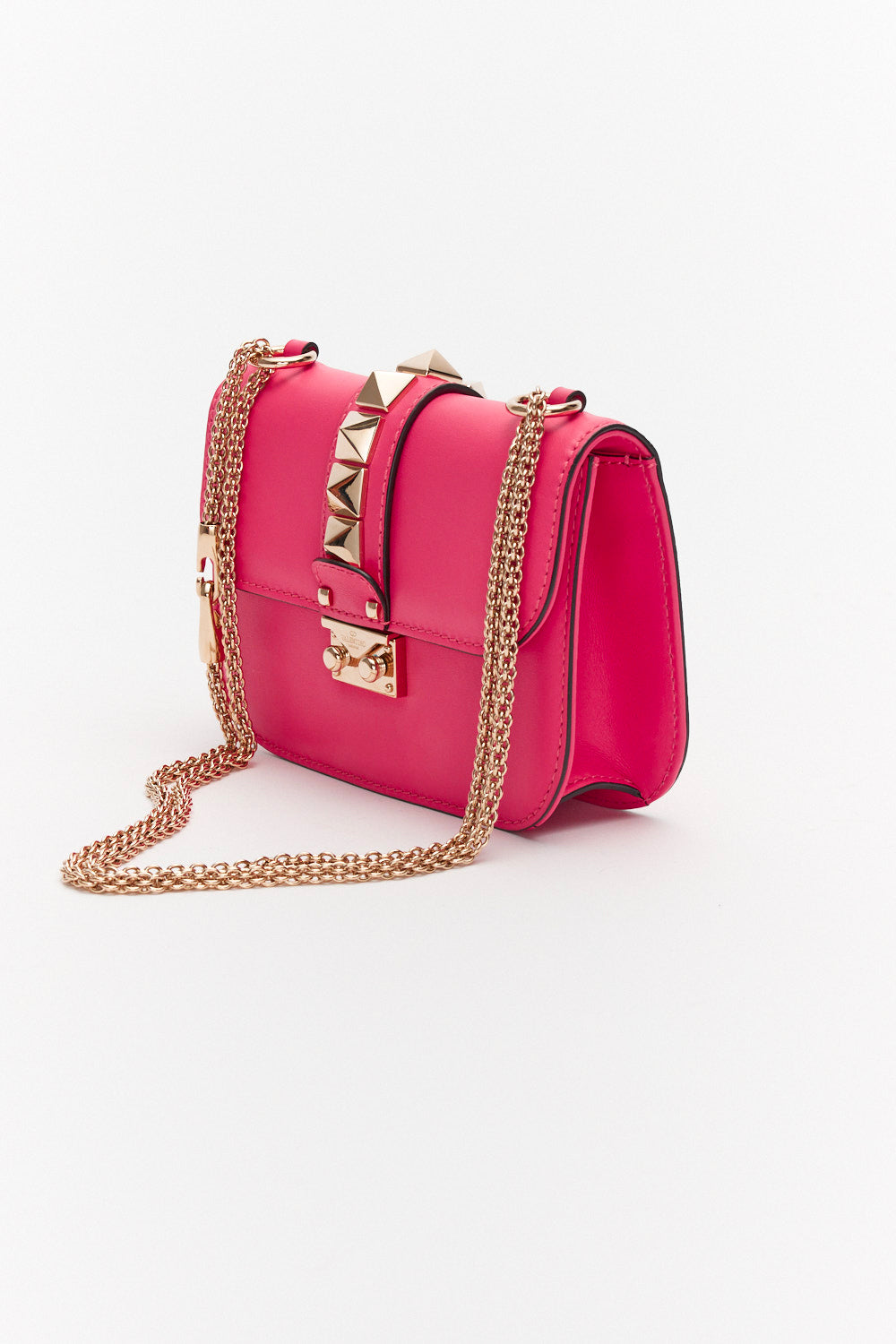 Valentino Small Pink Rockstud Glam Lock Bag