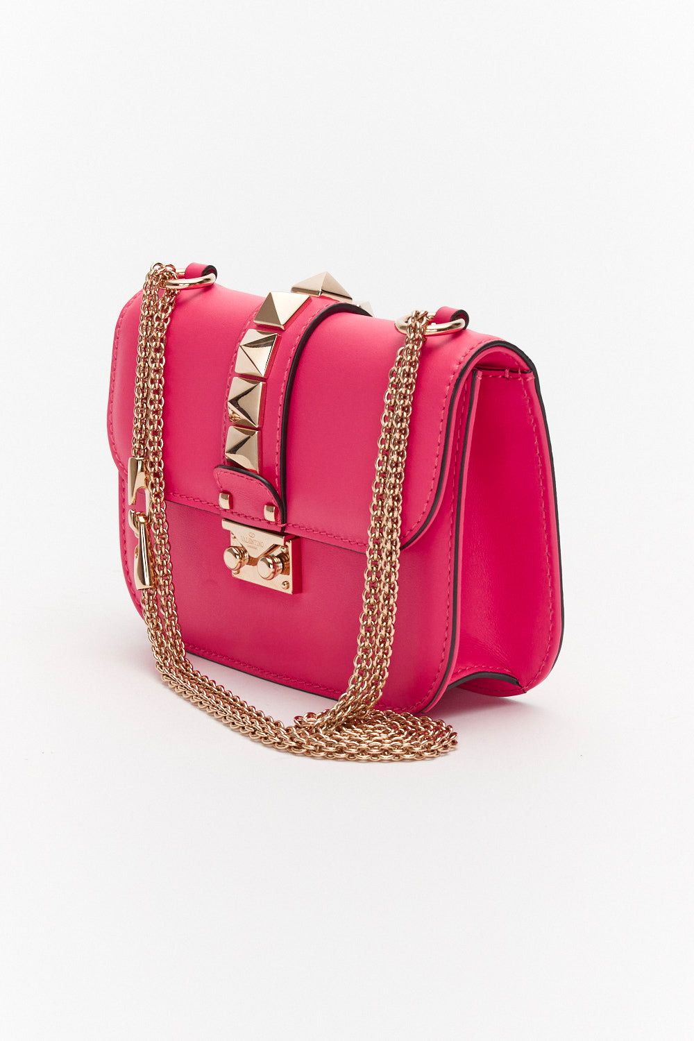 Valentino Small Pink Rockstud Glam Lock Bag