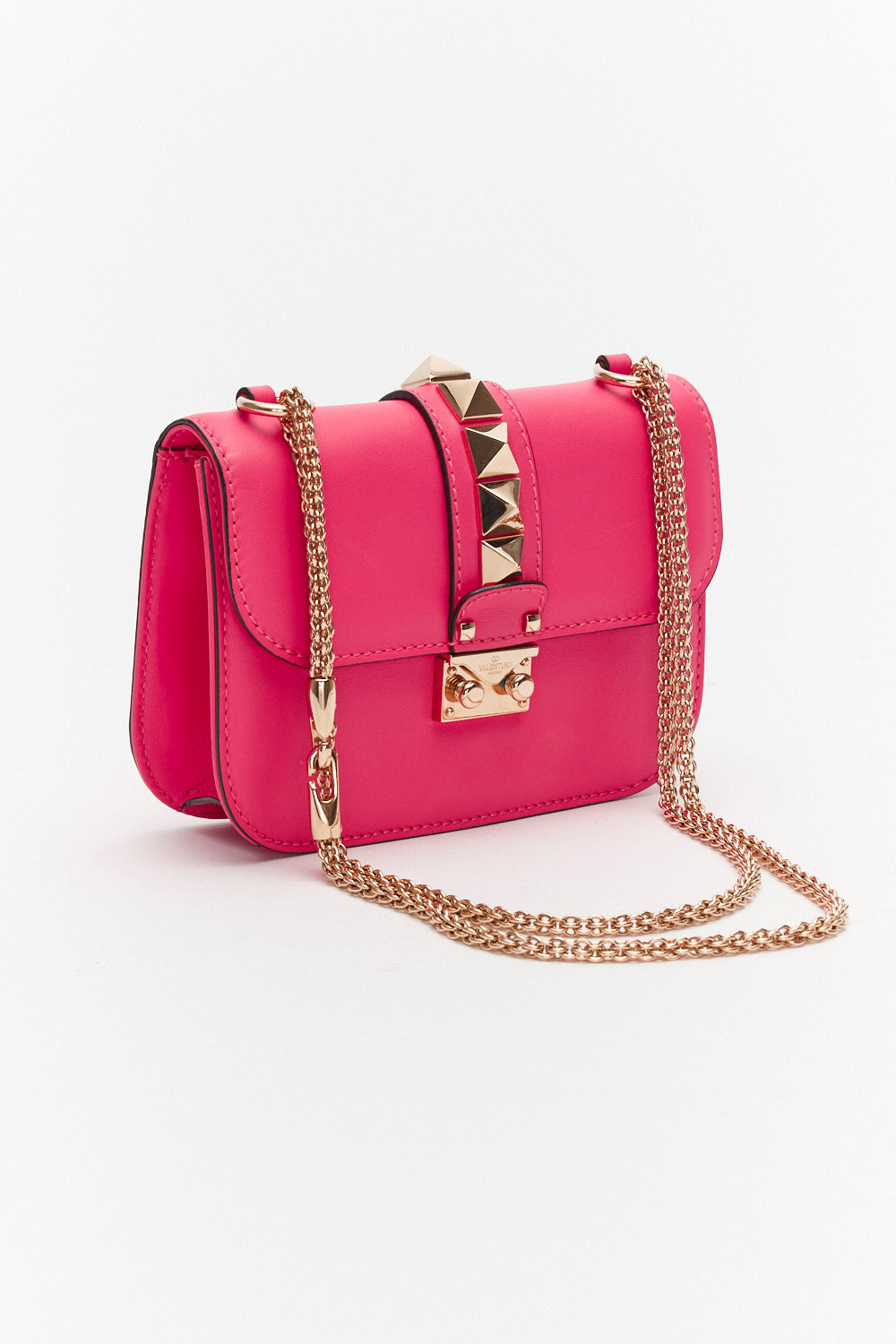 Valentino Small Pink Rockstud Glam Lock Bag