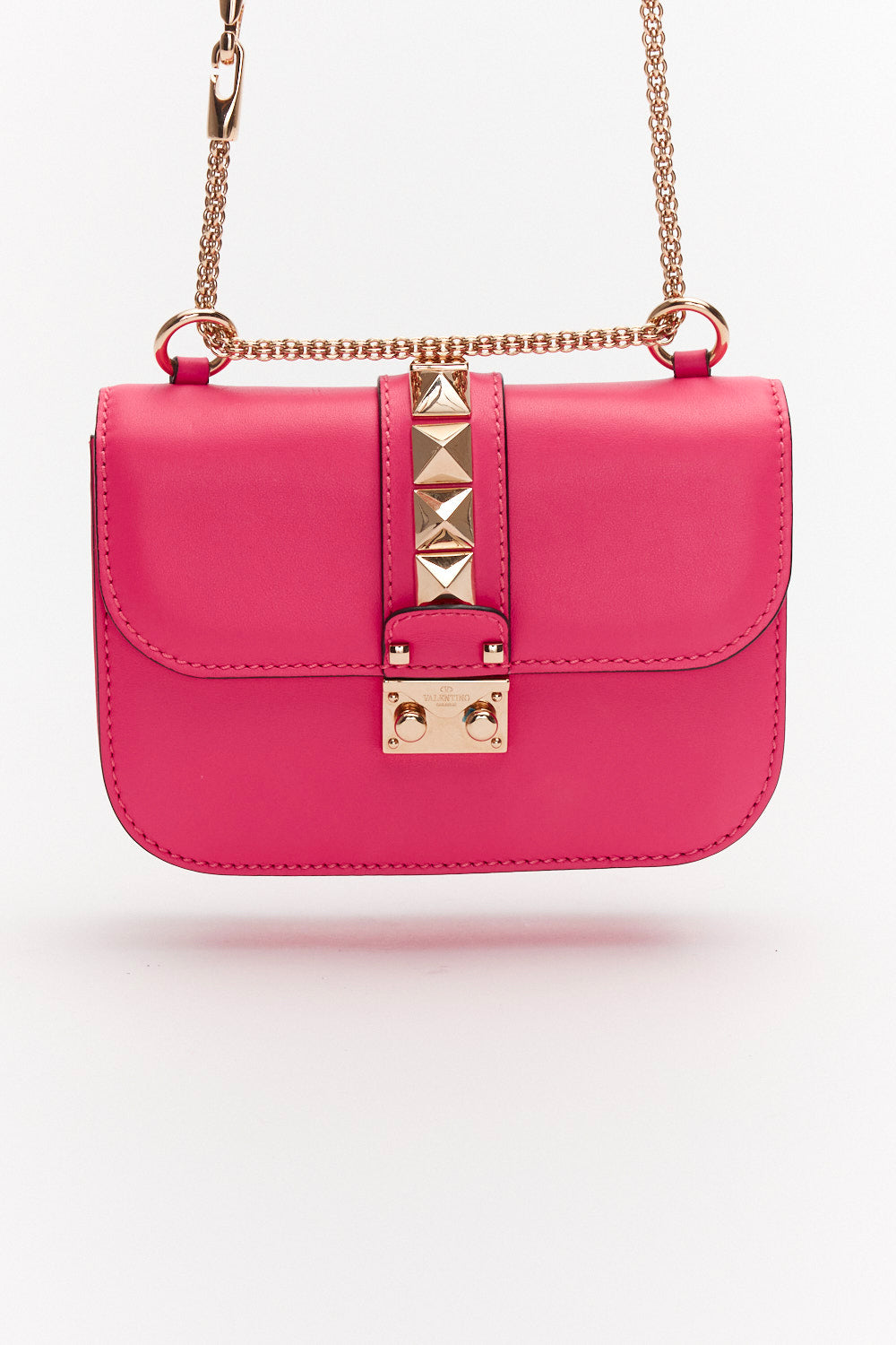 Valentino Small Pink Rockstud Glam Lock Bag