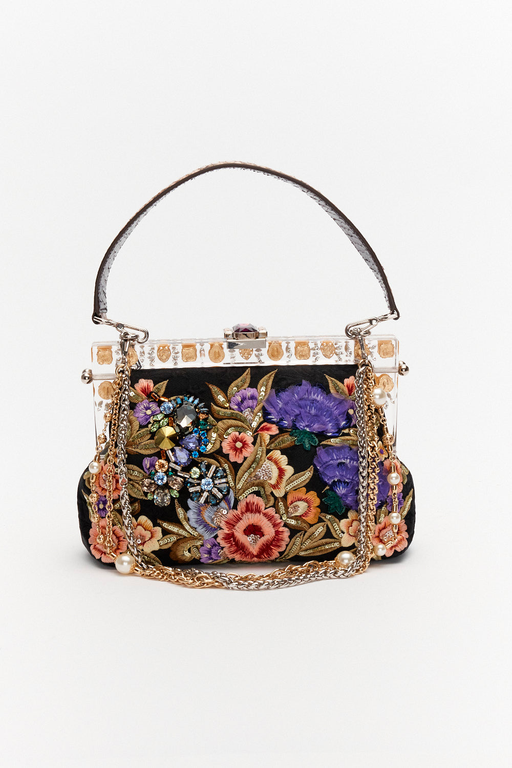 Dolce&Gabbana Multicolor Vanda Floral Embroidered Clutch Bag