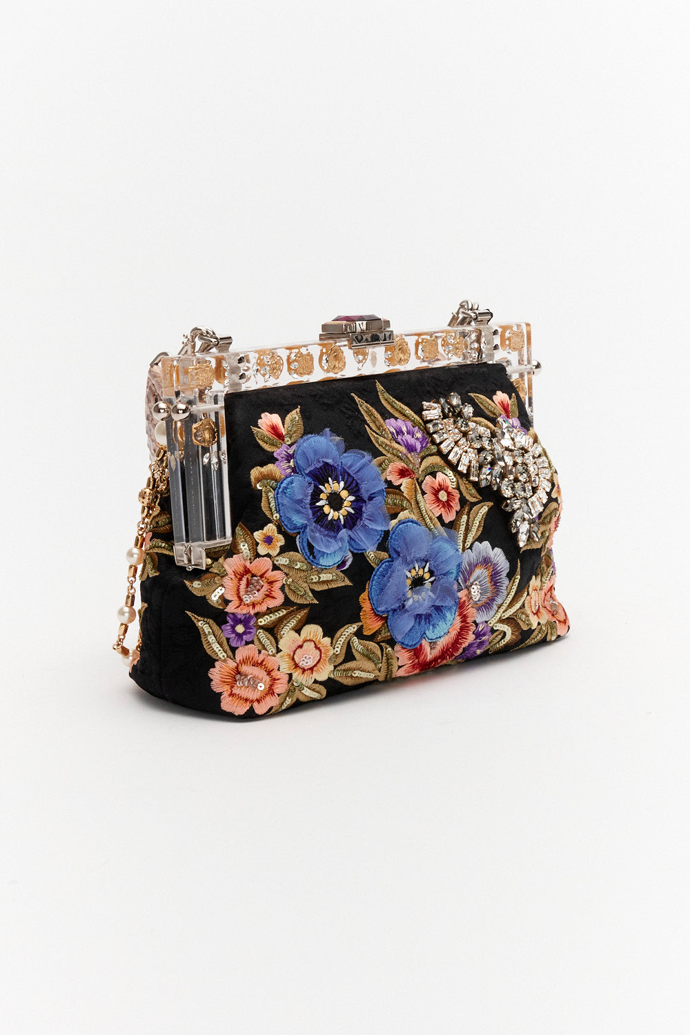 Dolce&Gabbana Multicolor Vanda Floral Embroidered Clutch Bag