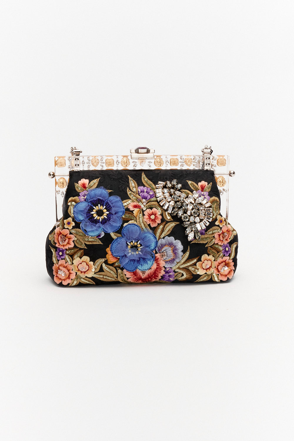 Dolce&Gabbana Multicolor Vanda Floral Embroidered Clutch Bag