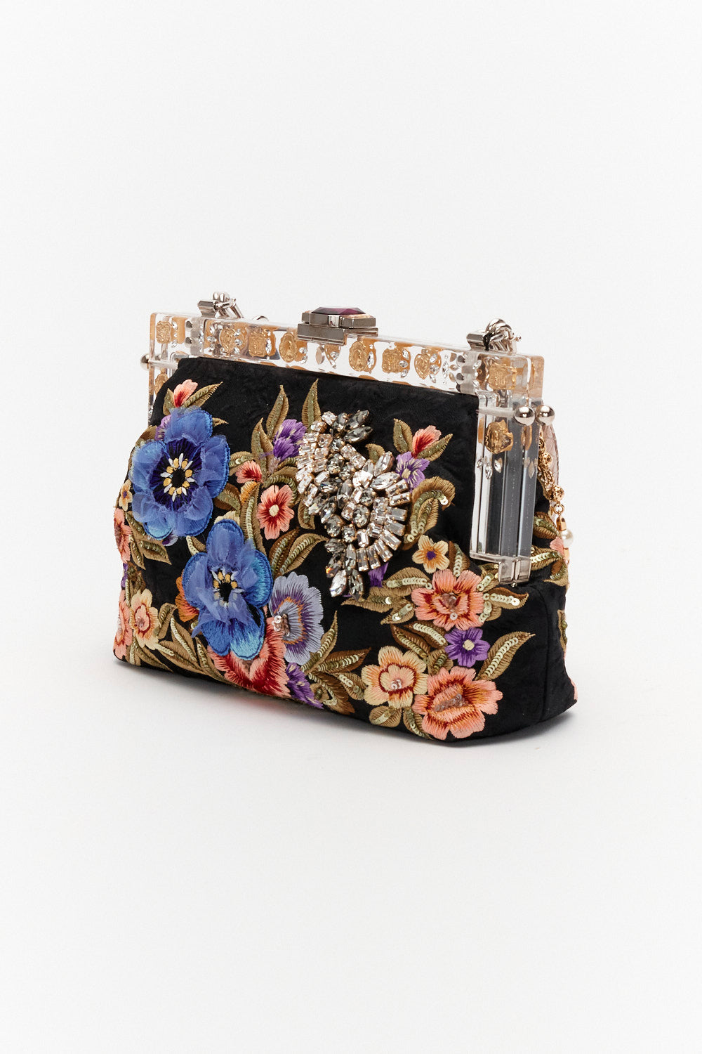 Dolce&Gabbana Multicolor Vanda Floral Embroidered Clutch Bag