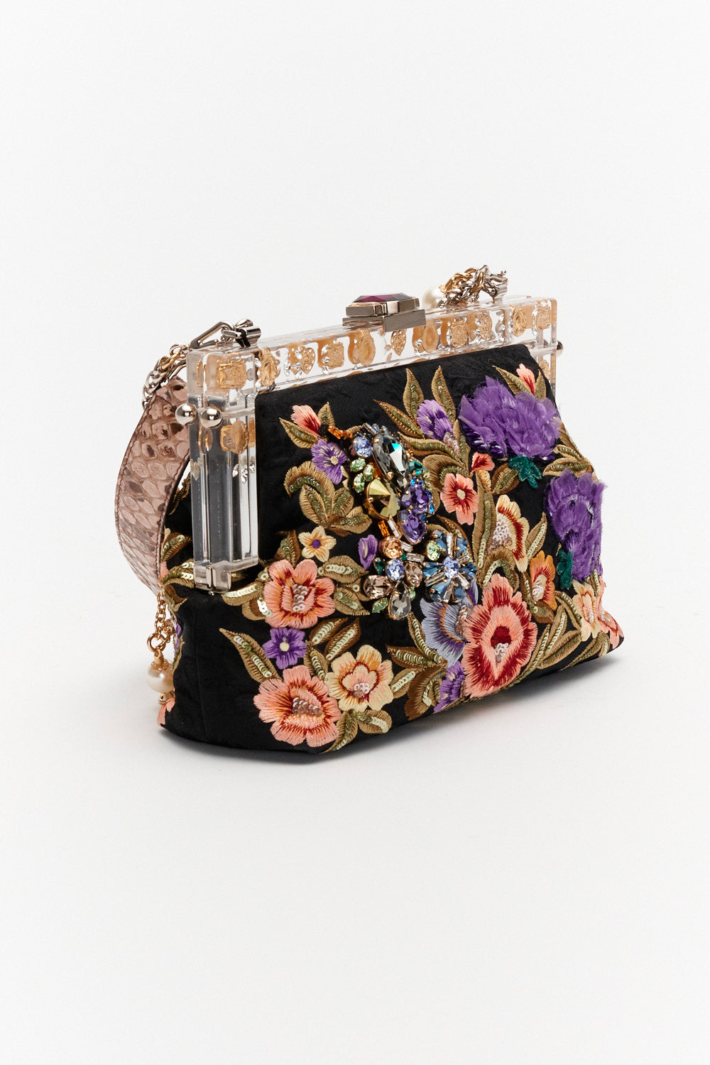 Dolce&Gabbana Multicolor Vanda Floral Embroidered Clutch Bag