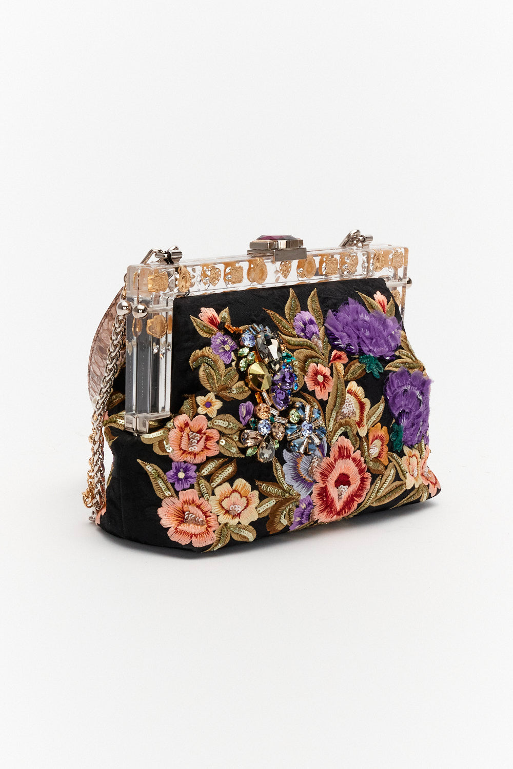 Dolce&Gabbana Multicolor Vanda Floral Embroidered Clutch Bag