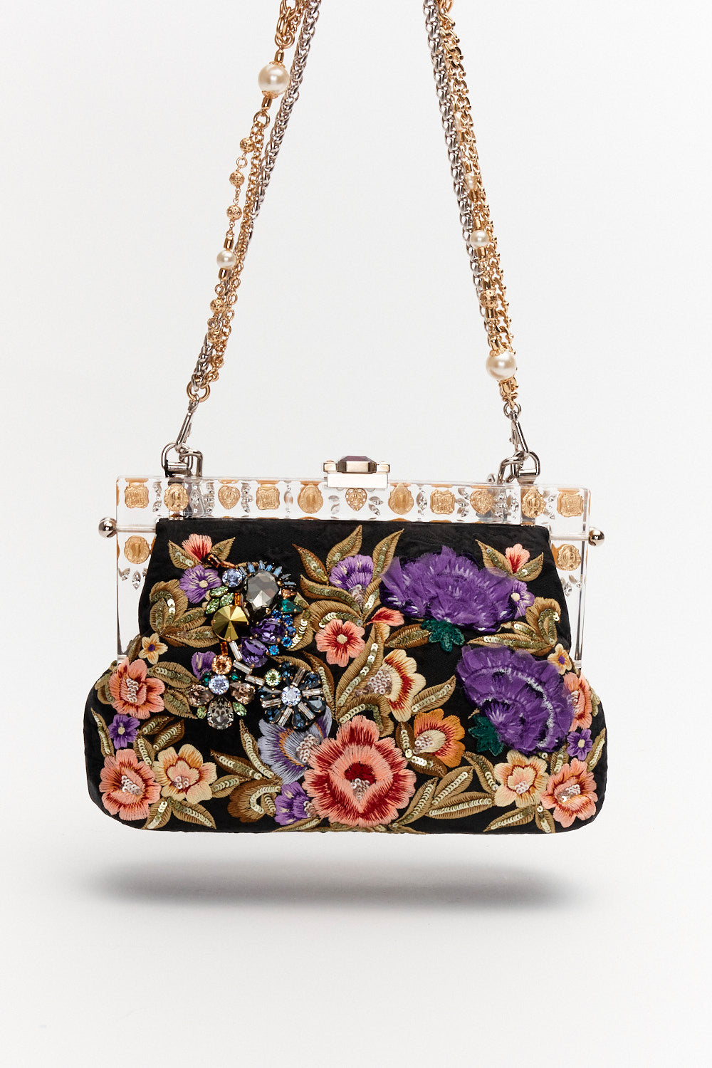 Dolce&Gabbana Multicolor Vanda Floral Embroidered Clutch Bag